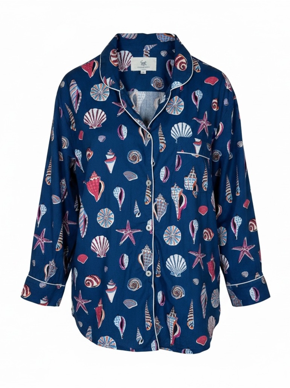 Print Fresh Size XL Blue Beachcomber Long Sleeve Organic Cotton Pajama Top